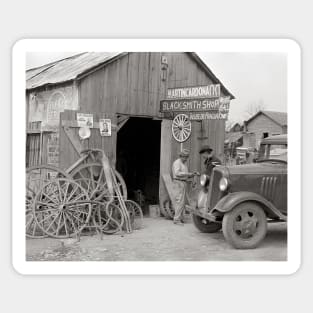 Blacksmith Shop, 1939. Vintage Photo Sticker